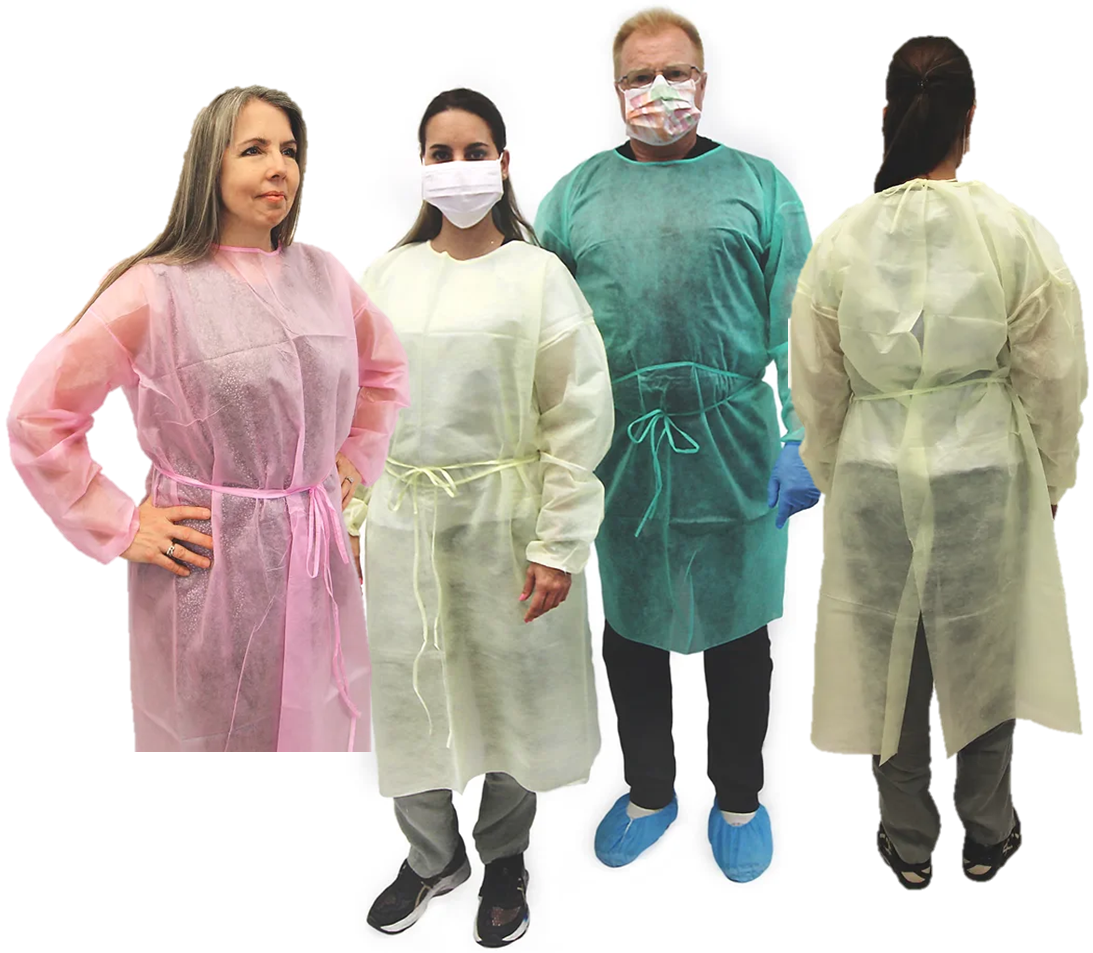 Disposable Polypropylene Isolation Cover Gowns w/ Elastic Cuffs